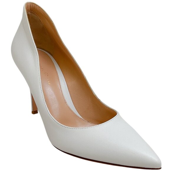 Gianvito Rossi White Leather Ellipsis 85 Pumps - Picture 1 of 8